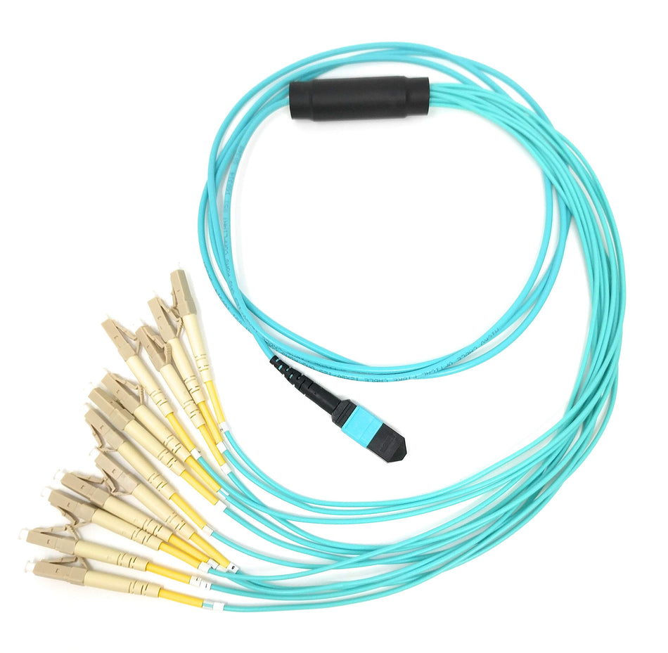 Ultra Spec Cables Multimode OM3 MPO Male to 12 x LC-UPC Simplex Breakout Cable 5 Meter