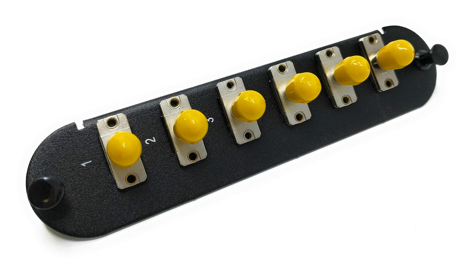 RiteAV - CCH ST/SC (6 Port Simplex w/6 Fiber Connectors) Adapter Panel (Non-LGX) Silver/Black (9/125) for Yellow OS2 Singlemode