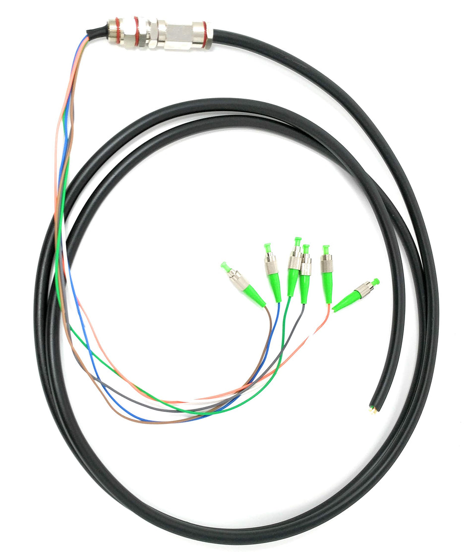 Ultra Spec Cables - FC/APC (6 Strand) Singlemode (9/125) Fiber Optic Waterproof Armored Splice Pigtail - 1M