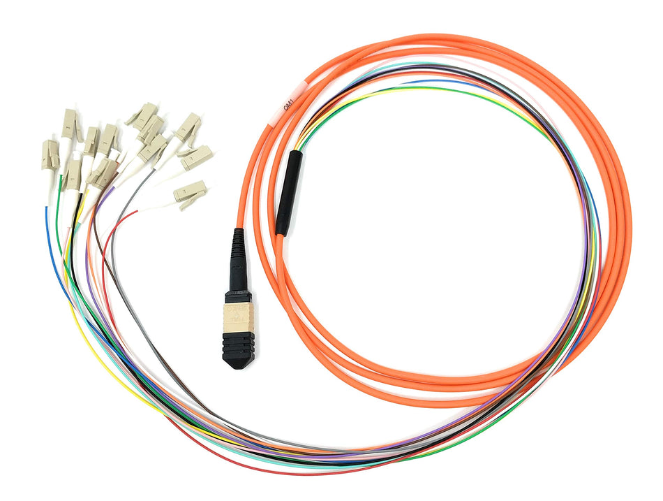 Ultra Spec Cables Multimode OM1 MPO Female to 12 x LC-UPC Simplex Fanout Cable 30 Meter