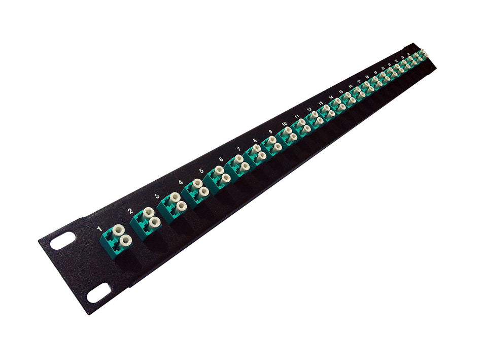 Ultra Spec Cables 24 Port LC Fiber Patch Panel 10Gb/40Gb Multimode (Aqua Couplers) (Loaded 1u) 19"