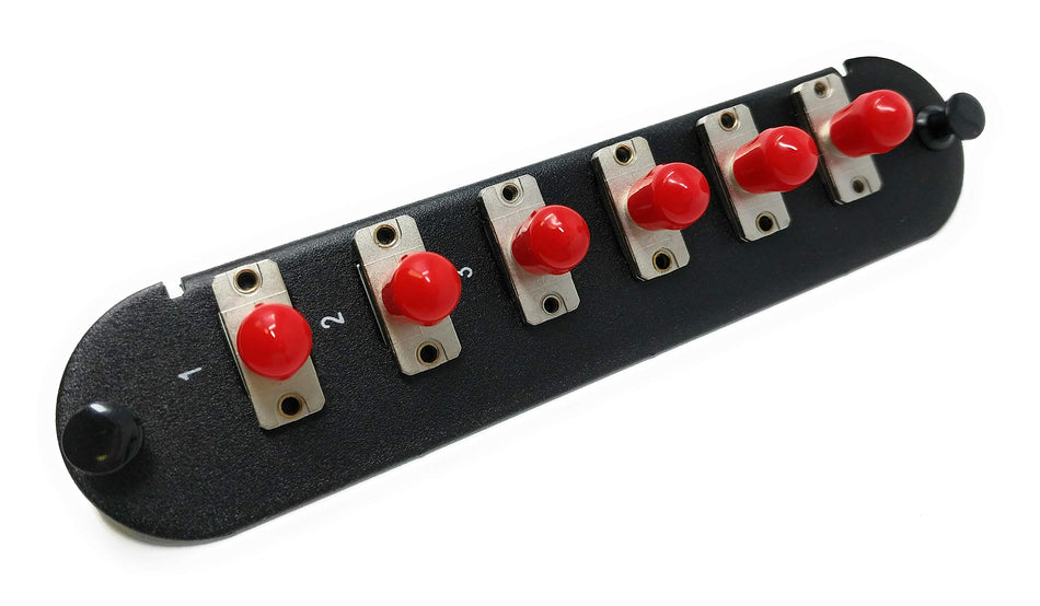 RiteAV - CCH ST/SC (6 Port Simplex w/6 Fiber Connectors) Adapter Panel (Non-LGX) Silver/Black (50/125) for Lime Green OM5 Multimode 100Gb