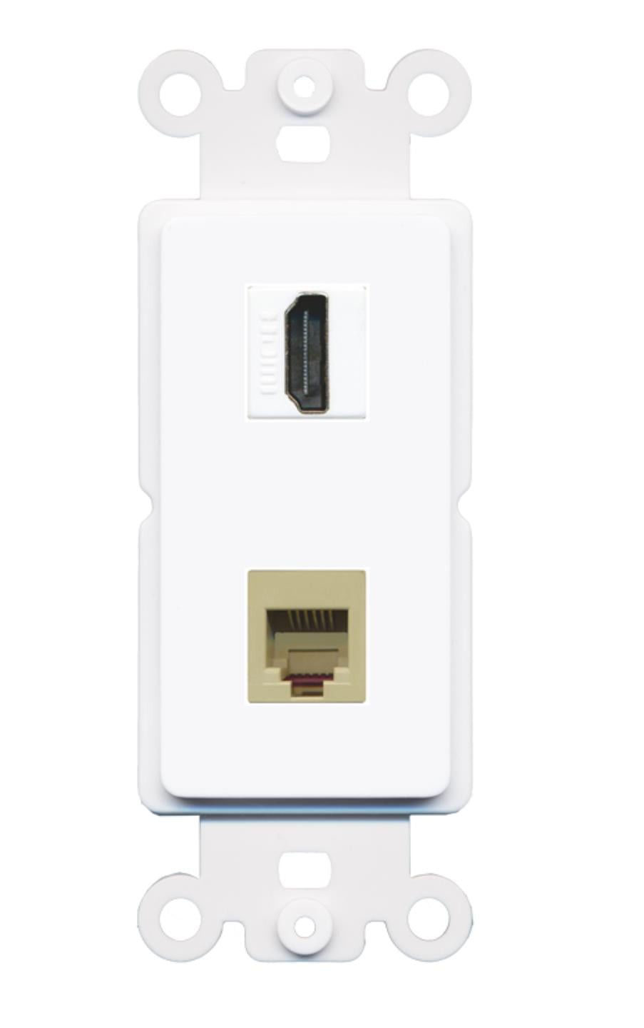 RiteAV - HDMI Phone (RJ11-12 Beige) Port Wall Plate Decorative (Rocker) White