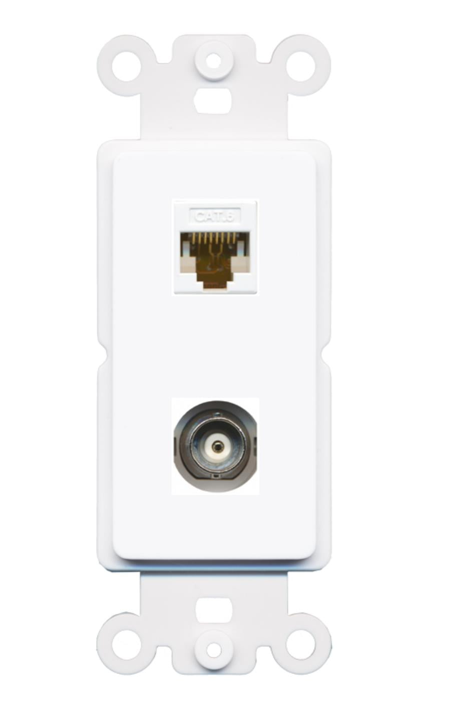 RiteAV - Cat6 BNC Port Wall Plate Decorative (Rocker) White