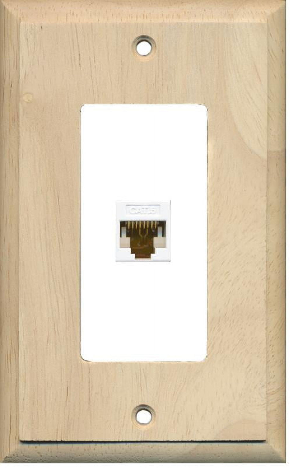 RiteAV 1 Port Cat6 Ethernet Wall Plate Jack Female-Female - 1 Gang [Wood/White]