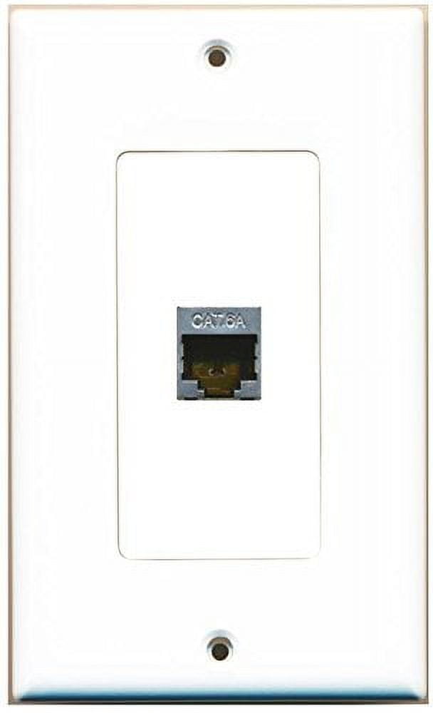 RiteAV CAT 6A 1 Port Shielded Cat6a Wall Plate 1 Gang Decorative - White
