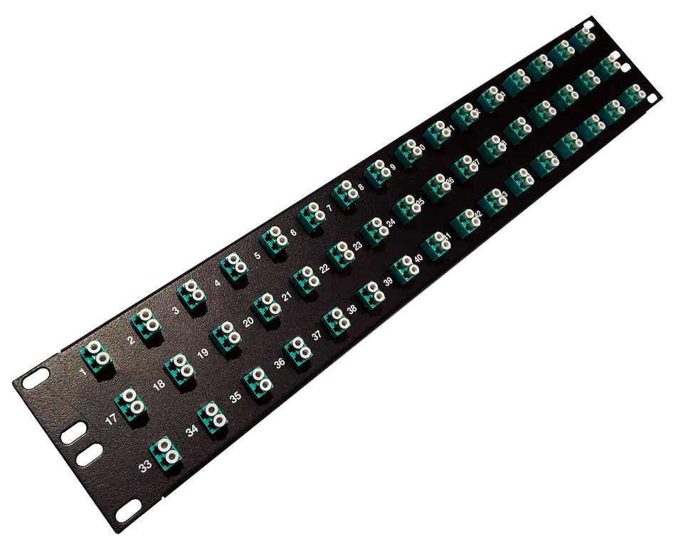 Ultra Spec Cables 48 Port LC Fiber Patch Panel 10Gb/40Gb Multimode (Aqua Couplers) (Loaded 2u) 19"