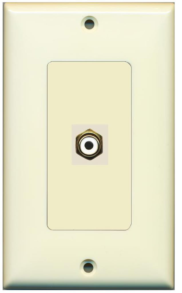 RiteAV - 1 RCA for Subwoofer Audio Port Wall Plate Decorative - Light Almond/Light Almond - Bracket Included