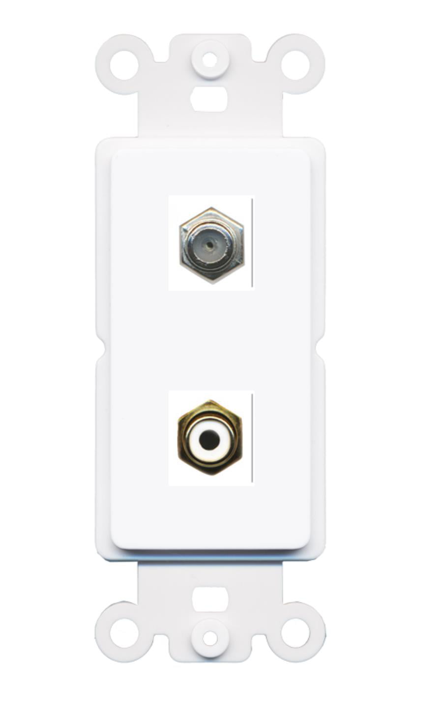 RiteAV - Coax RCA (White) Port Wall Plate Decorative (Rocker) White