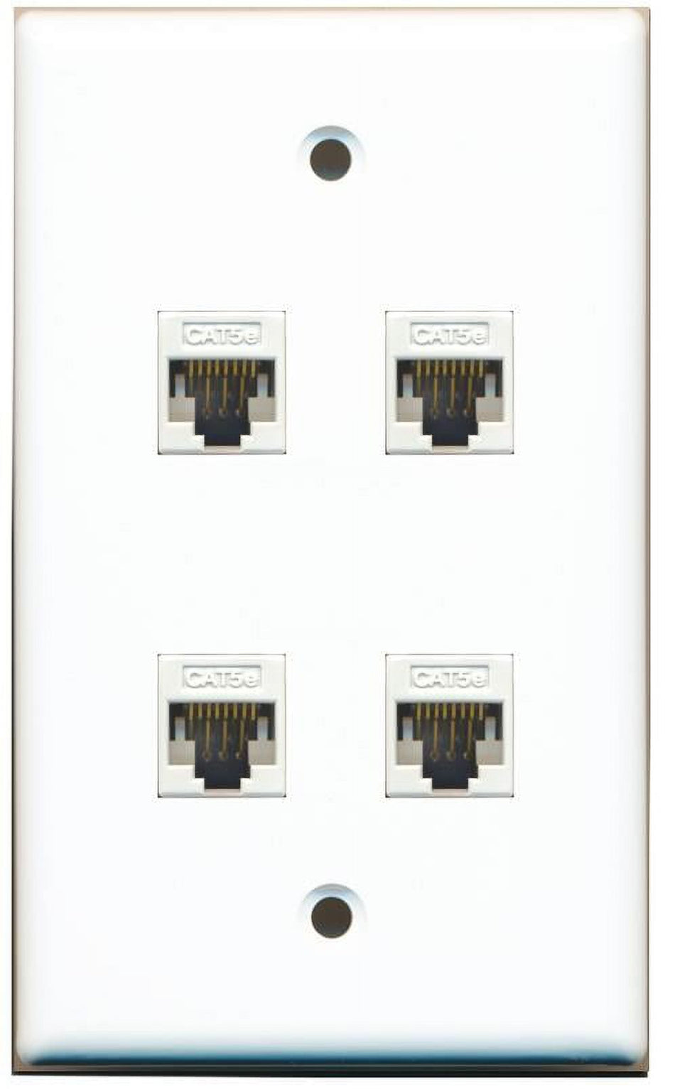 RiteAV 1 Gang 4 Port Cat5e Wall Plate - White