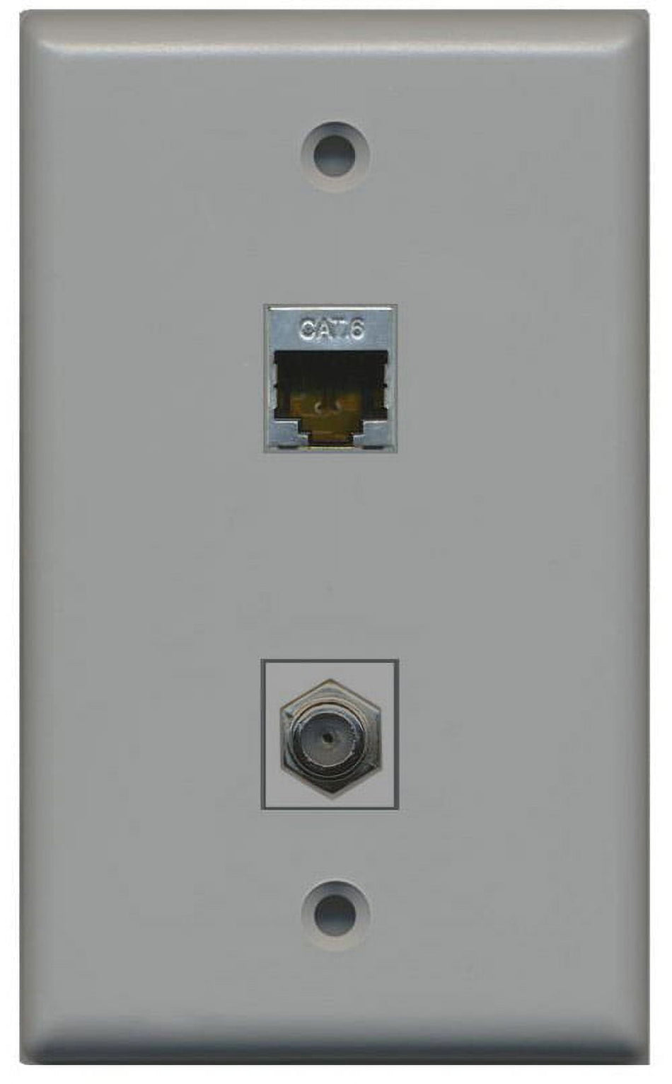 RiteAV 1 Port Cat6 Shielded 1 Coax Wall Plate Flat Gray