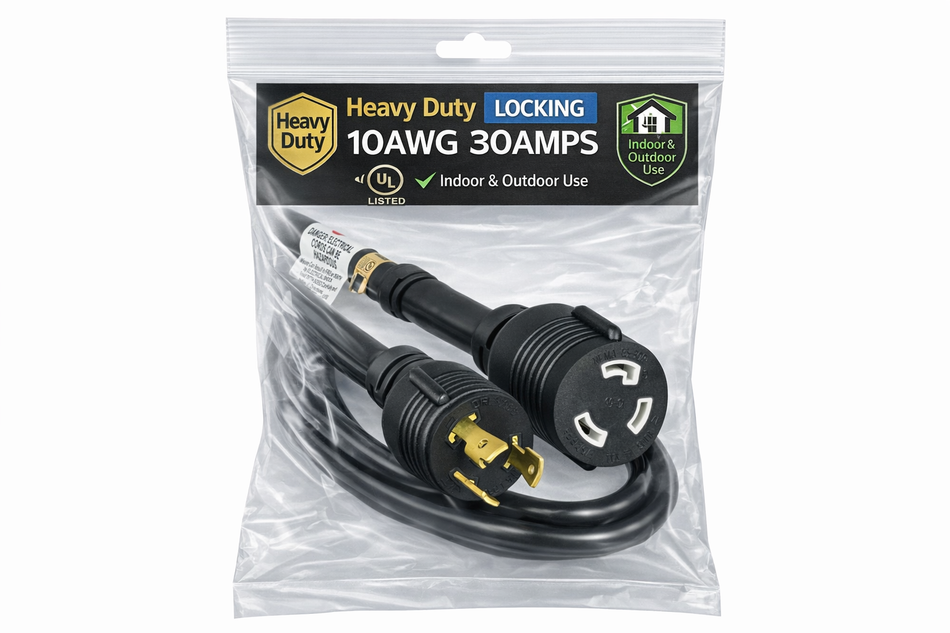 RiteAV Heavy Duty Locking Power Cord L5-30P/R 10AWG 30A 125V 3FT