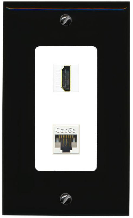 RiteAV 1 Port HDMI Cat5e-Ethernet Decorative Wall Plate - 1 Gang [Black/White]
