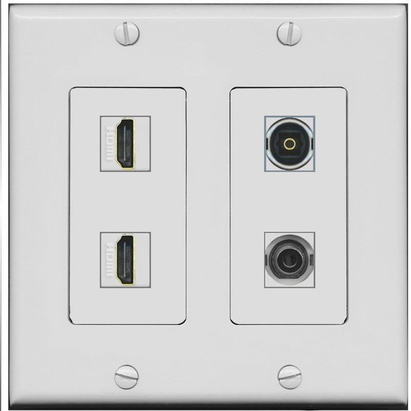 RiteAV 2 Port HDMI 1 Toslink 3.5mm Jack Wall Plate - 2 Gang [Gray/Gray]