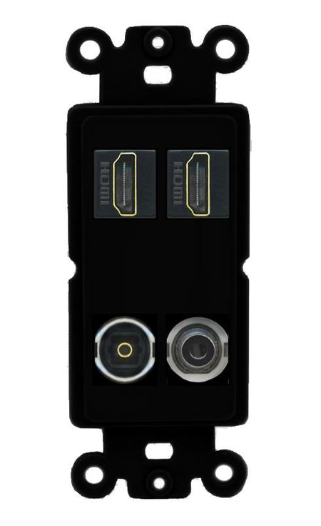 RiteAV 2 Port HDMI 1 Toslink 3.5mm Jack Wall Plate - Rocker [Black/Black]
