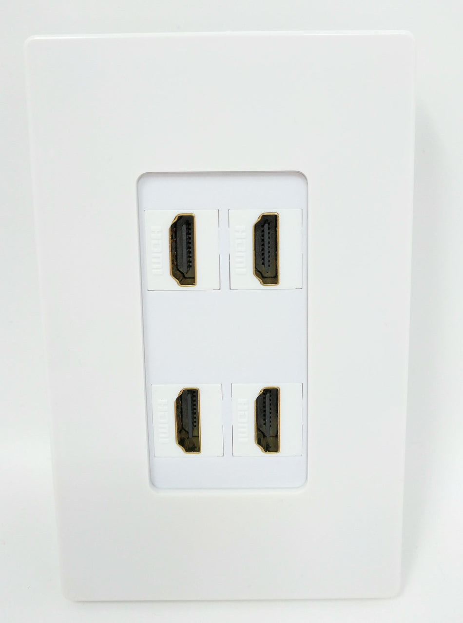 RiteAV - 4 Port HDMI 2.0 Decorative Wall Plate (Stainless Steel & White)