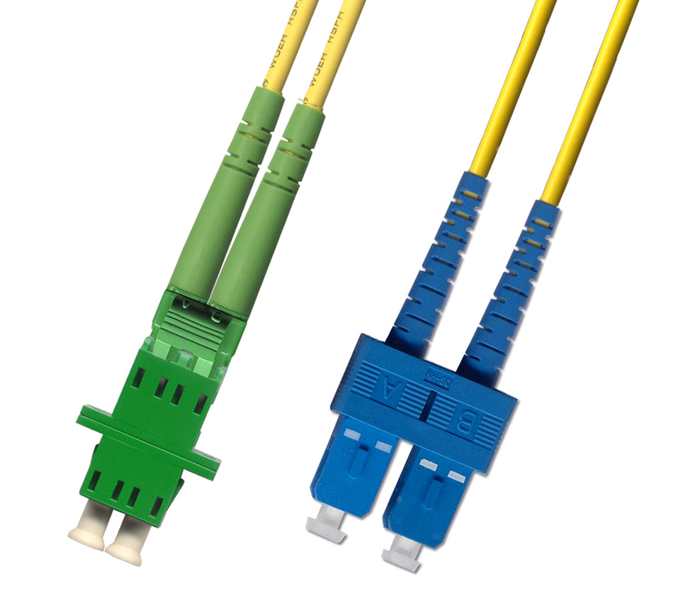 RiteAV Fiber Optic Hybrid Duplex Adapter Cable LC APC Female to SC UPC Male 1FT