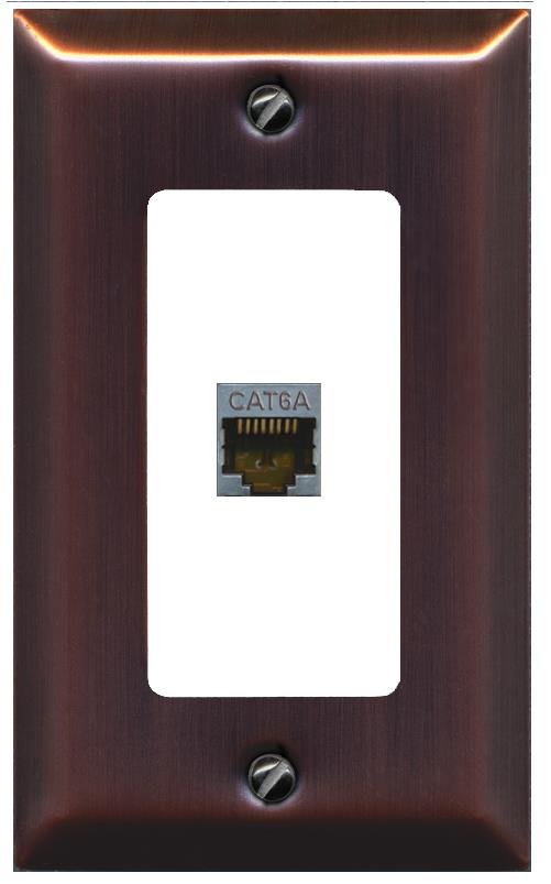 RiteAV CAT 6A 1 Port Shielded Cat6a Wall Plate 1 Gang Decorative - 1 Gang [Brushed-Copper/White]