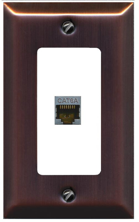 RiteAV CAT 6A 1 Port Shielded Cat6a Wall Plate 1 Gang Decorative - 1 Gang [Brushed-Copper/White]