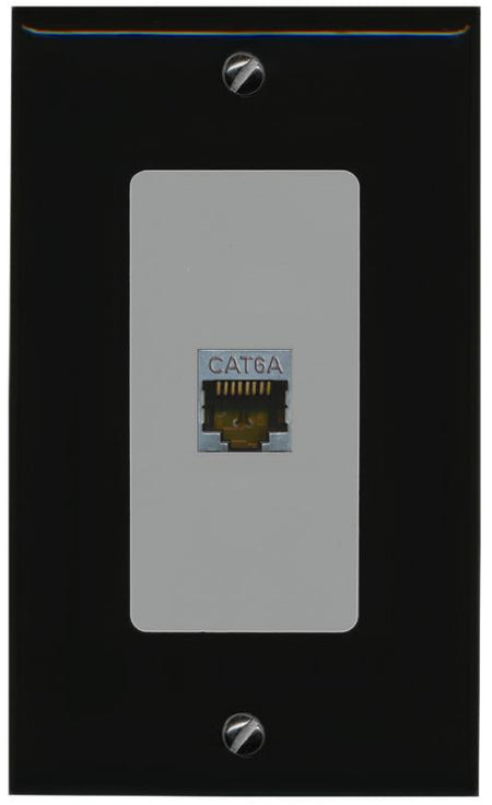 RiteAV CAT 6A 1 Port Shielded Cat6a Wall Plate 1 Gang Decorative - 1 Gang [Black/Gray]