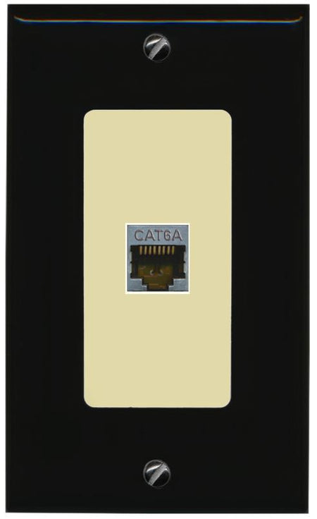 RiteAV CAT 6A 1 Port Shielded Cat6a Wall Plate 1 Gang Decorative - 1 Gang [Black/Ivory]