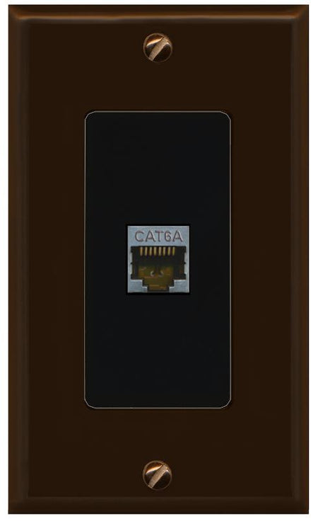 RiteAV CAT 6A 1 Port Shielded Cat6a Wall Plate 1 Gang Decorative - 1 Gang [Brown/Black]