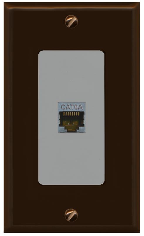 RiteAV CAT 6A 1 Port Shielded Cat6a Wall Plate 1 Gang Decorative - 1 Gang [Brown/Gray]