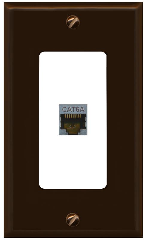RiteAV CAT 6A 1 Port Shielded Cat6a Wall Plate 1 Gang Decorative - 1 Gang [Brown/White]