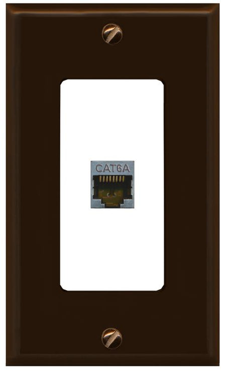 RiteAV CAT 6A 1 Port Shielded Cat6a Wall Plate 1 Gang Decorative - 1 Gang [Brown/White]