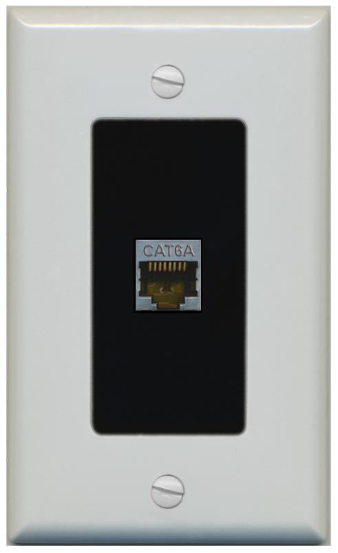 RiteAV CAT 6A 1 Port Shielded Cat6a Wall Plate 1 Gang Decorative - 1 Gang [Gray/Black]
