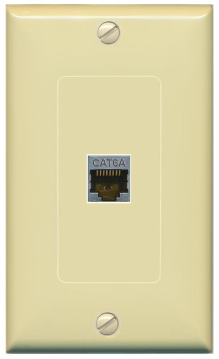 RiteAV CAT 6A 1 Port Shielded Cat6a Wall Plate 1 Gang Decorative - 1 Gang [Ivory/Ivory]