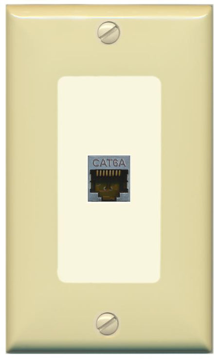 RiteAV CAT 6A 1 Port Shielded Cat6a Wall Plate 1 Gang Decorative - 1 Gang [Ivory/Light-Almond]