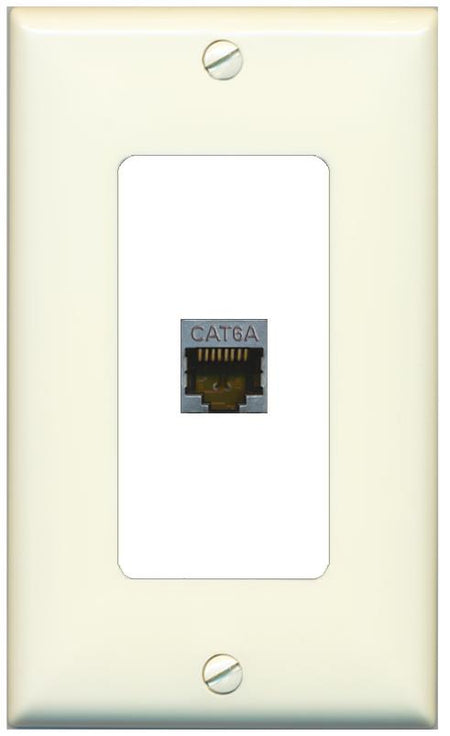 RiteAV CAT 6A 1 Port Shielded Cat6a Wall Plate 1 Gang Decorative - 1 Gang [Light-Almond/White]