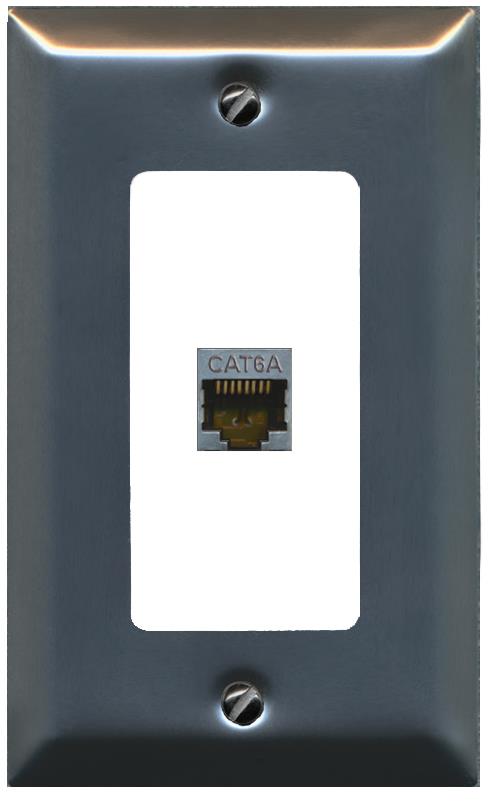 Riteav Piastra A Muro Cat 6a Schermata - 2 Porte RJ45, Montaggio Senza Utensili, Keystone Femmina-Femmina, 1 Banda