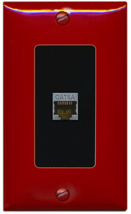 RiteAV CAT 6A 1 Port Shielded Cat6a Wall Plate 1 Gang Decorative - 1 Gang [Red/Black]