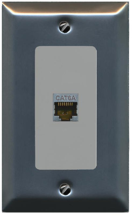 RiteAV CAT 6A 1 Port Shielded Cat6a Wall Plate 1 Gang Decorative - 1 Gang [Stainless/Gray]