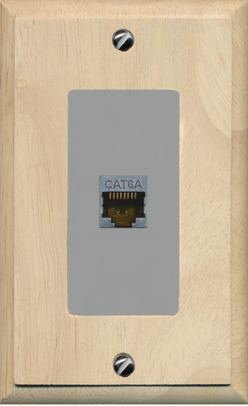RiteAV CAT 6A 1 Port Shielded Cat6a Wall Plate 1 Gang Decorative - 1 Gang [Wood/Gray]