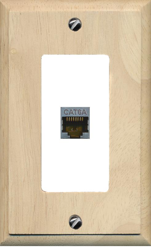 RiteAV CAT 6A 1 Port Shielded Cat6a Wall Plate 1 Gang Decorative - 1 Gang [Wood/White]