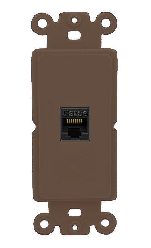 RiteAV - Cat5e Ethernet 1 Port Wall Plate Decorative (Insert) - Rocker [Brown/Brown]
