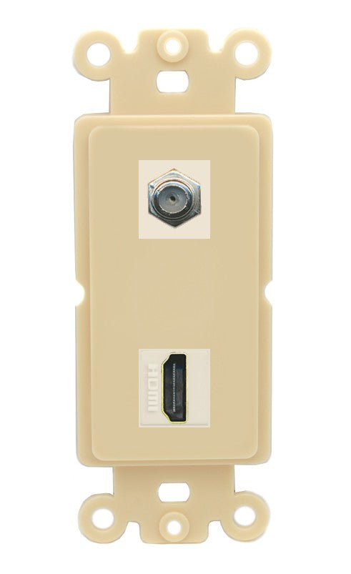 RiteAV - Coax HDMI Port Wall Plate Decorative (Insert) - Rocker [Ivory/Ivory]