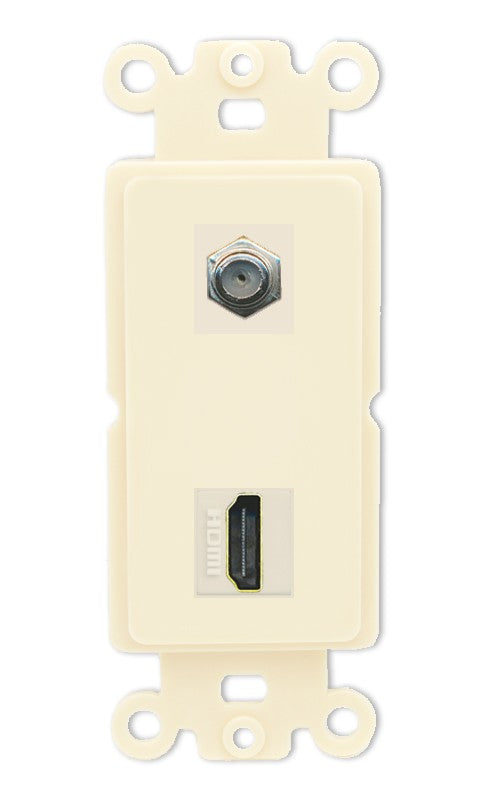 RiteAV - Coax HDMI Port Wall Plate Decorative (Insert) - Rocker [Light-Almond]