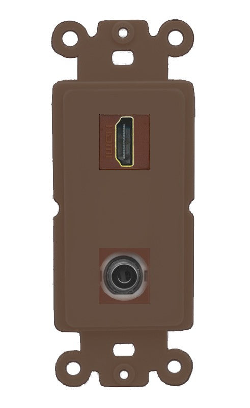 RiteAV - HDMI 3.5mm Port Wall Plate Decorative (Insert) - Rocker [Brown/Brown]
