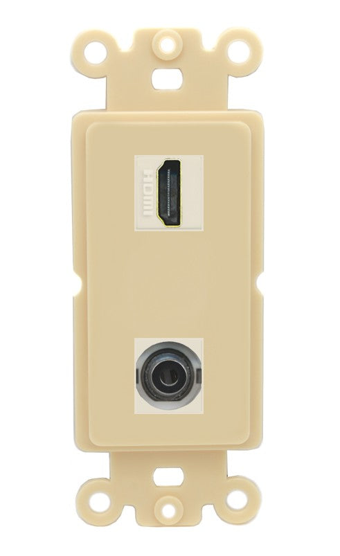 RiteAV - HDMI 3.5mm Port Wall Plate Decorative (Insert) - Rocker [Ivory/Ivory]