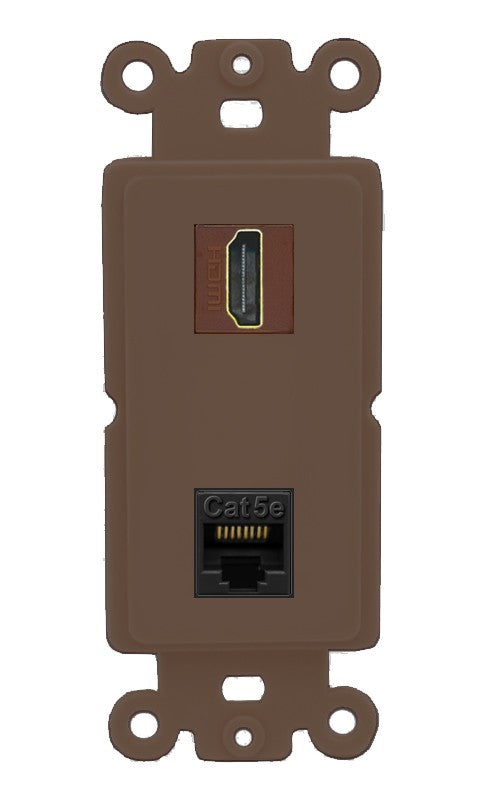 RiteAV - HDMI Cat5e Port Wall Plate Decorative (Insert) - Rocker [Brown/Brown]
