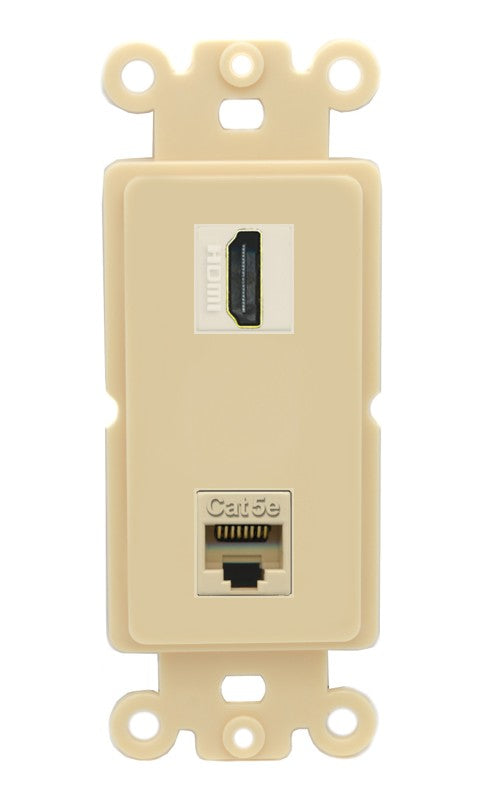 RiteAV - HDMI Cat5e Port Wall Plate Decorative (Insert) - Rocker [Ivory/Ivory]