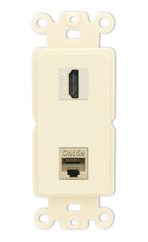 RiteAV - HDMI Cat5e Port Wall Plate Decorative (Insert) - Rocker [Light-Almond]
