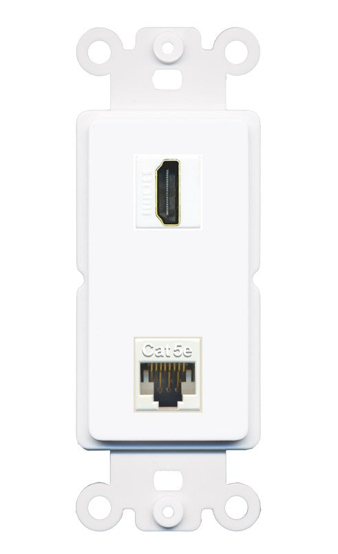 RiteAV - HDMI Cat5e Port Wall Plate Decorative (Insert) - Rocker [White]