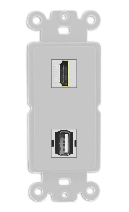 RiteAV - HDMI USB A-A Port Wall Plate Decorative (Insert) - Rocker [Gray/Gray]