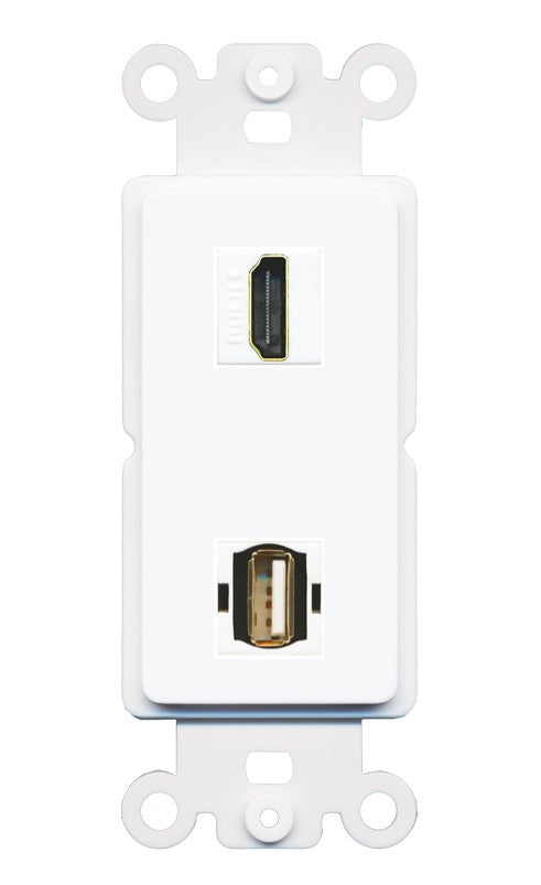 RiteAV - HDMI USB A-A Port Wall Plate Decorative (Insert) - Rocker [White]