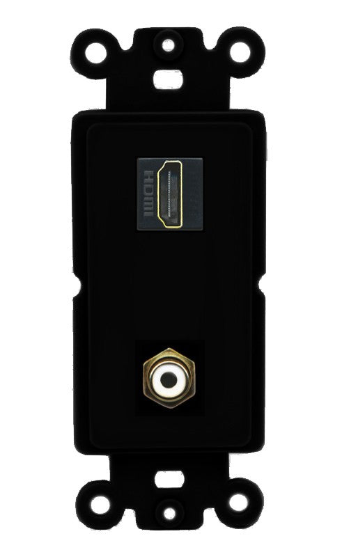 RiteAV - HDMI RCA (White) Port Wall Plate Decorative (Insert) - Rocker [Black/Black]